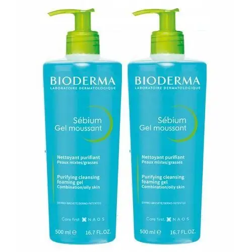 Żel Do Mycia Twarzy Bioderma Sebium Moussant Antybakteryjny Zestaw 2x500 ml