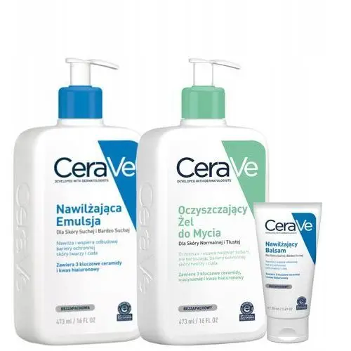 Zestaw CeraVe Oczyszczający Żel do Mycia 473ml, Nawilżająca Emulsja 473ml