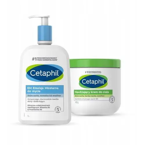 Zestaw Cetaphil Krem nawilżający do ciała 453g i Em Emulsja 1L