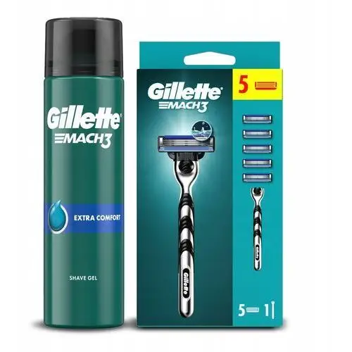 Zestaw Gillette Mach3 Maszynka 5 ostrzy, Żel Mach3 Extra Comfort 200ml