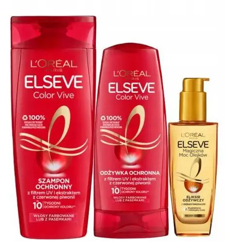 Zestaw Loreal Color Vive Szampon 400ml, Odżywka Olejek Odżywczy